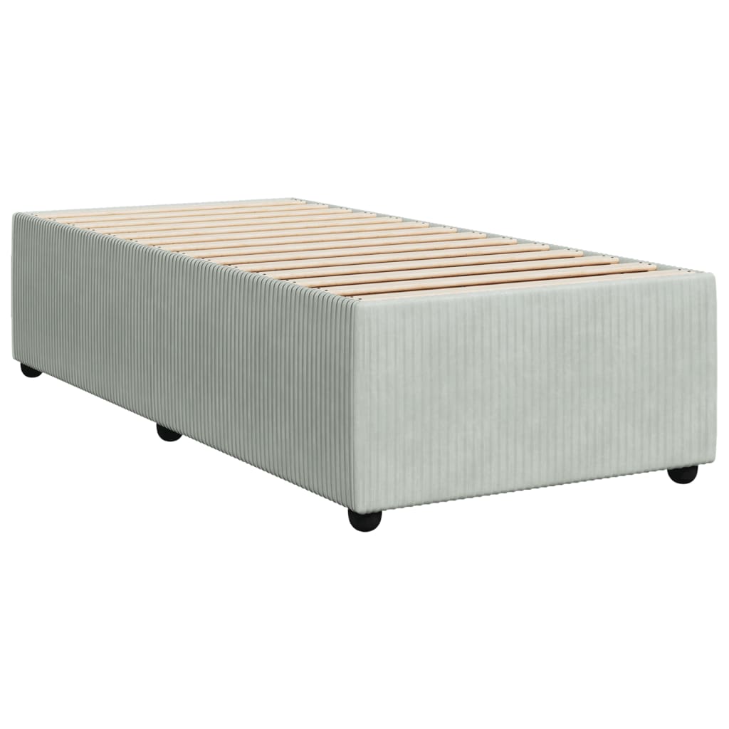 vidaXL Κρεβάτι Boxspring με Στρώμα Ανοιχτό Γκρι 90x190 εκ. Βελούδινο