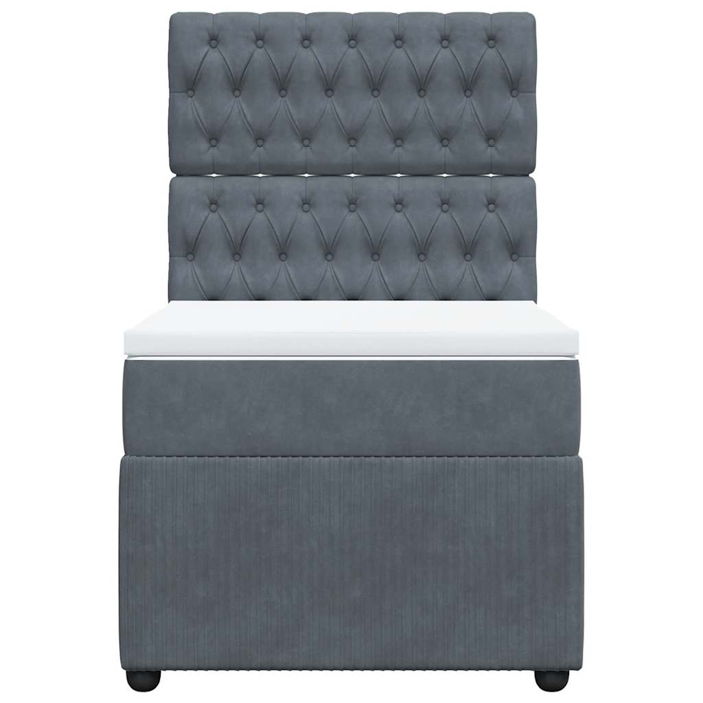 vidaXL Κρεβάτι Boxspring με Στρώμα Σκούρο Γκρι 90x190 εκ. Βελούδινο