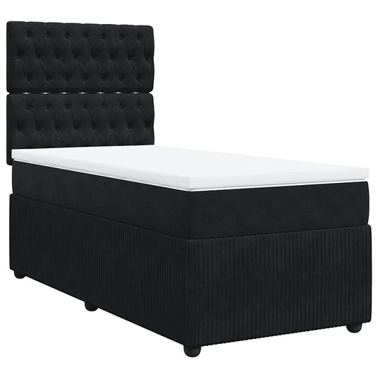 vidaXL Κρεβάτι Boxspring με Στρώμα Μαύρο 90x190 εκ. Βελούδινο