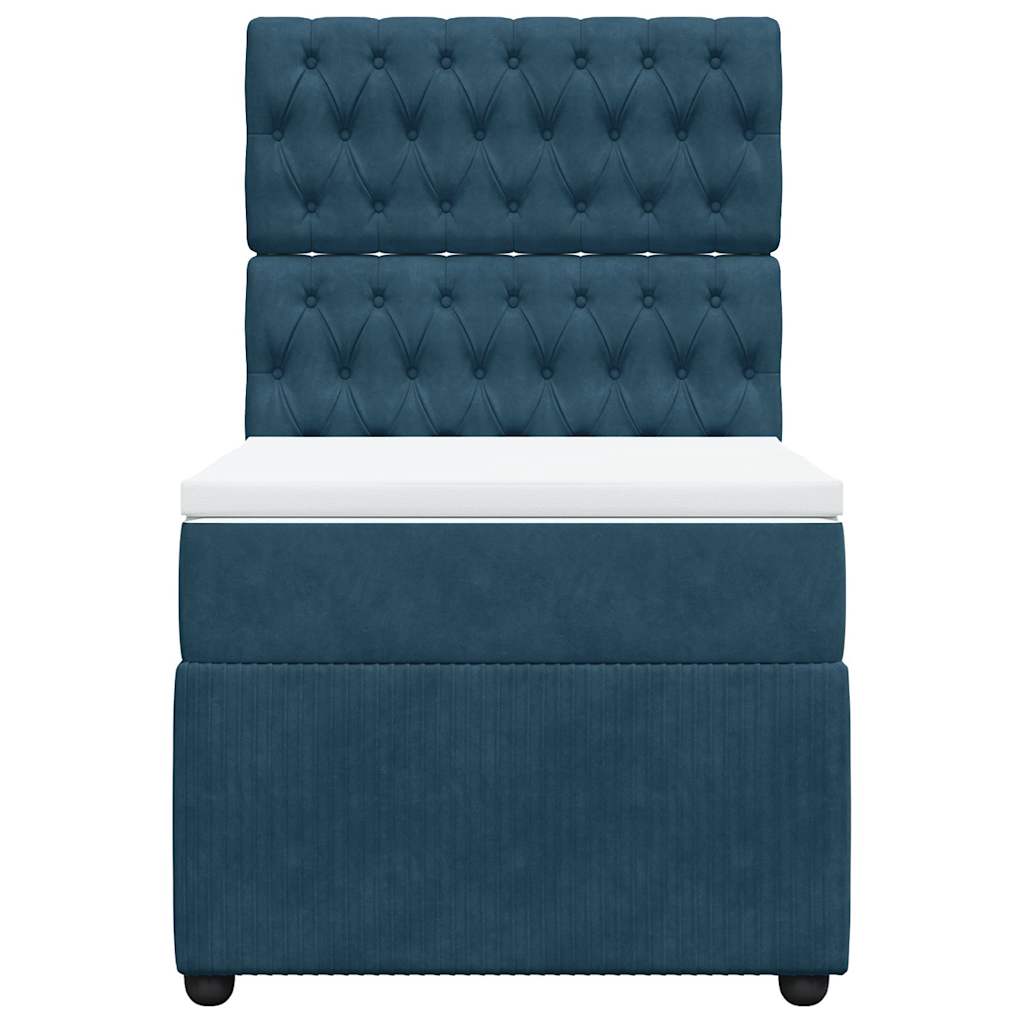 vidaXL Κρεβάτι Boxspring με Στρώμα Σκούρο Μπλε 90x190 εκ. Βελούδινο