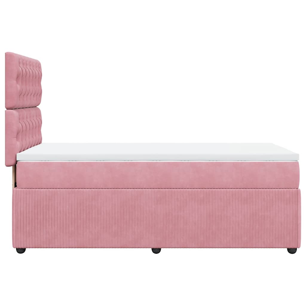 vidaXL Κρεβάτι Boxspring με Στρώμα Ροζ 90x190 εκ. Βελούδινο