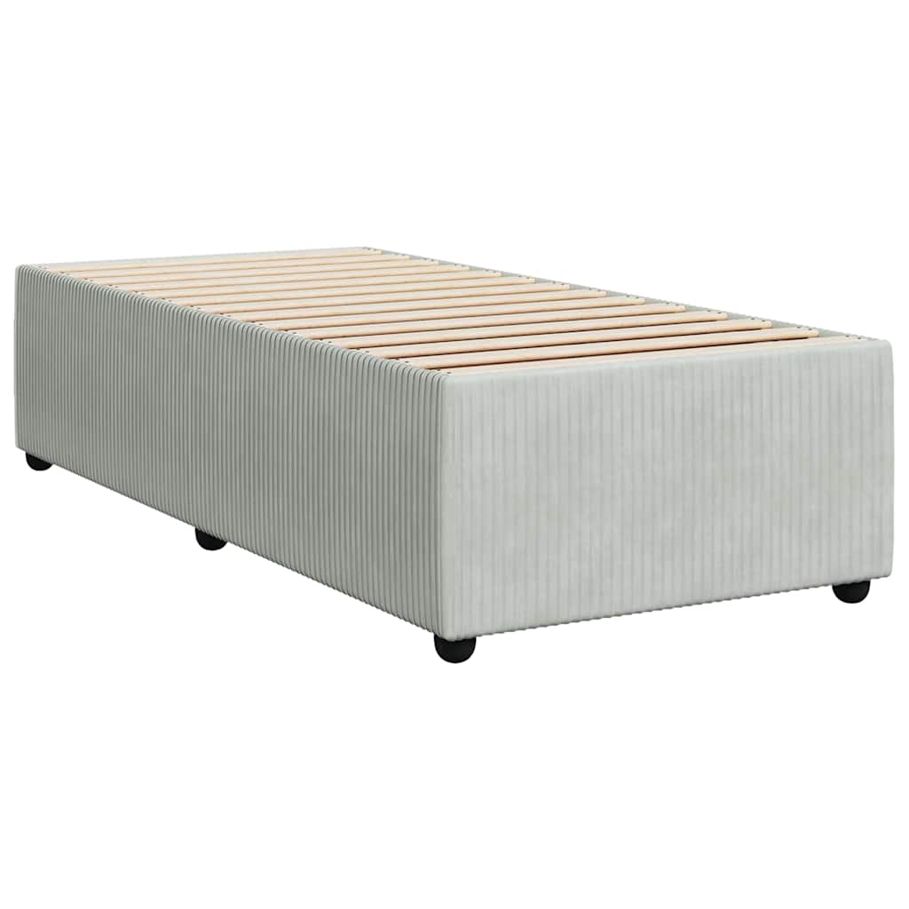 vidaXL Κρεβάτι Boxspring με Στρώμα Ανοιχτό Γκρι 90x190 εκ. Βελούδινο