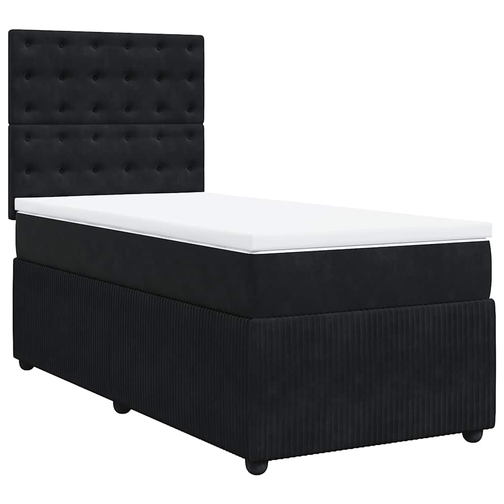 vidaXL Κρεβάτι Boxspring με Στρώμα Μαύρο 90x190 εκ. Βελούδινο