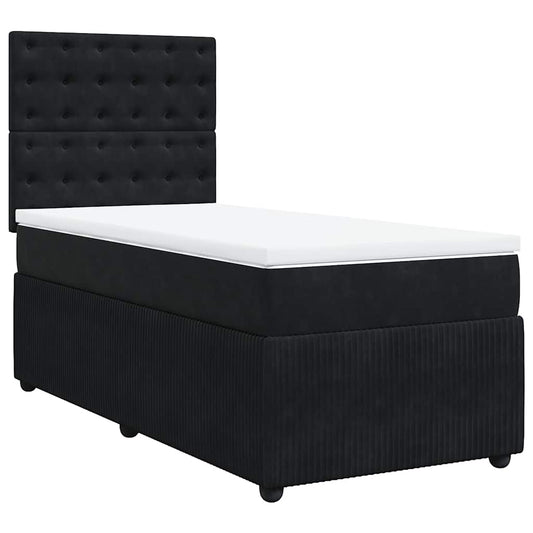 vidaXL Κρεβάτι Boxspring με Στρώμα Μαύρο 90x190 εκ. Βελούδινο