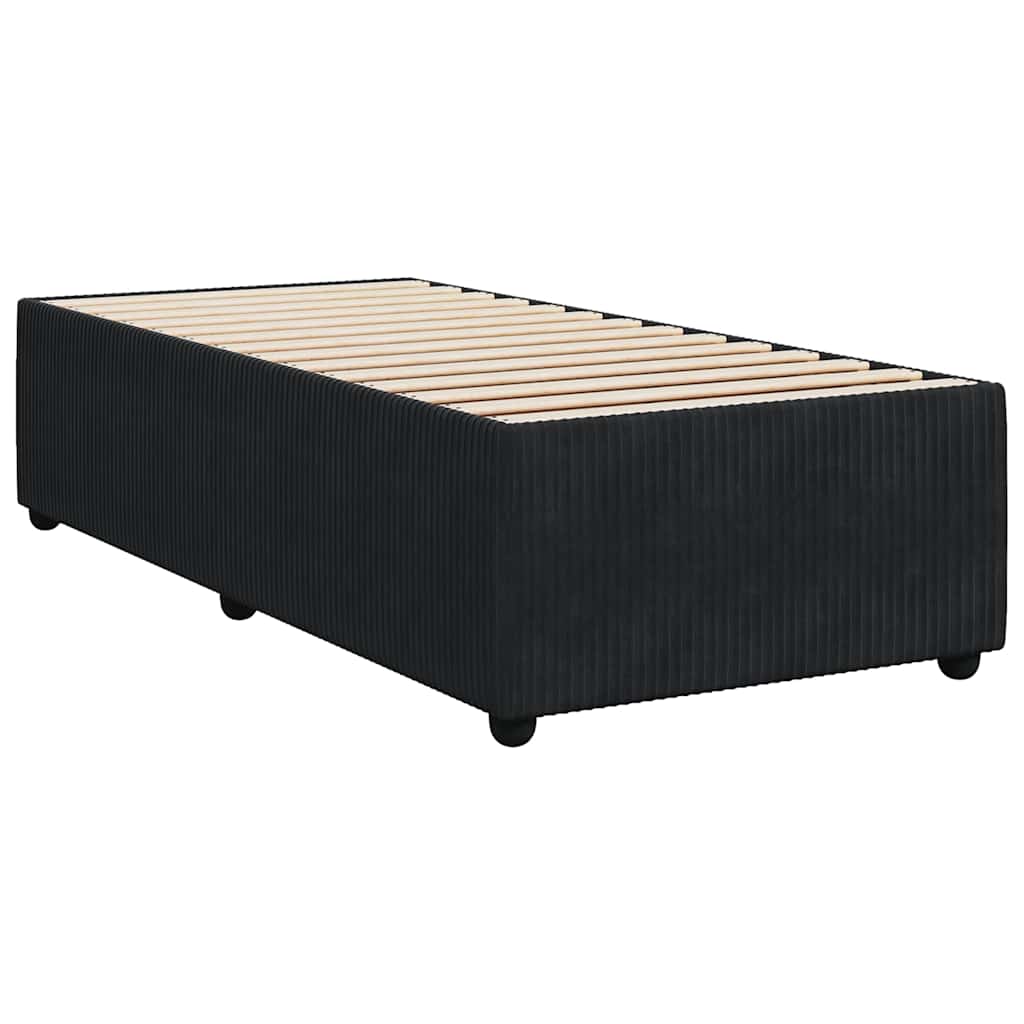 vidaXL Κρεβάτι Boxspring με Στρώμα Μαύρο 90x190 εκ. Βελούδινο