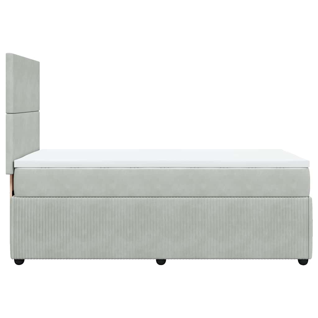 vidaXL Κρεβάτι Boxspring με Στρώμα Ανοιχτό Γκρι 90x200 εκ. Βελούδινο