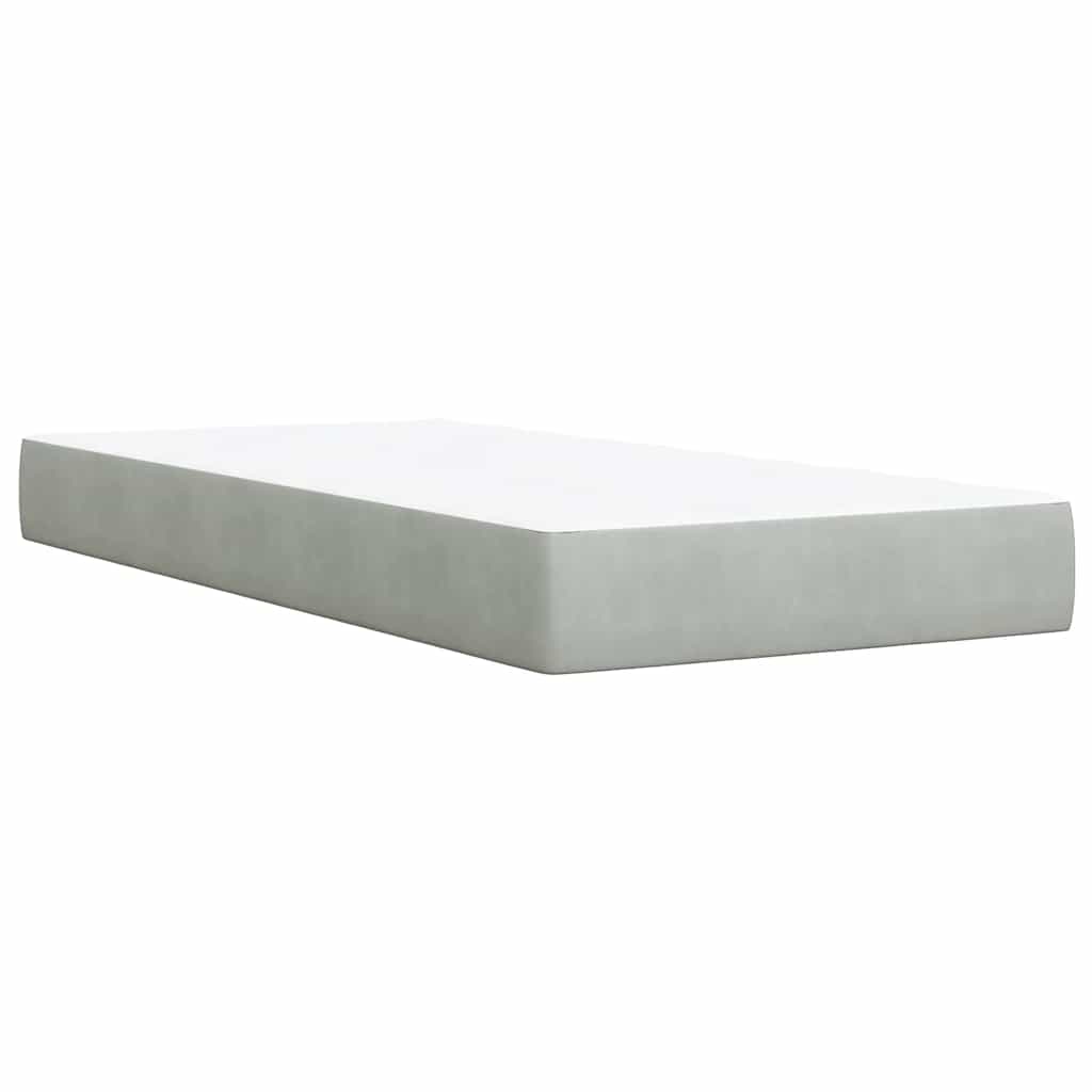 vidaXL Κρεβάτι Boxspring με Στρώμα Ανοιχτό Γκρι 90x200 εκ. Βελούδινο