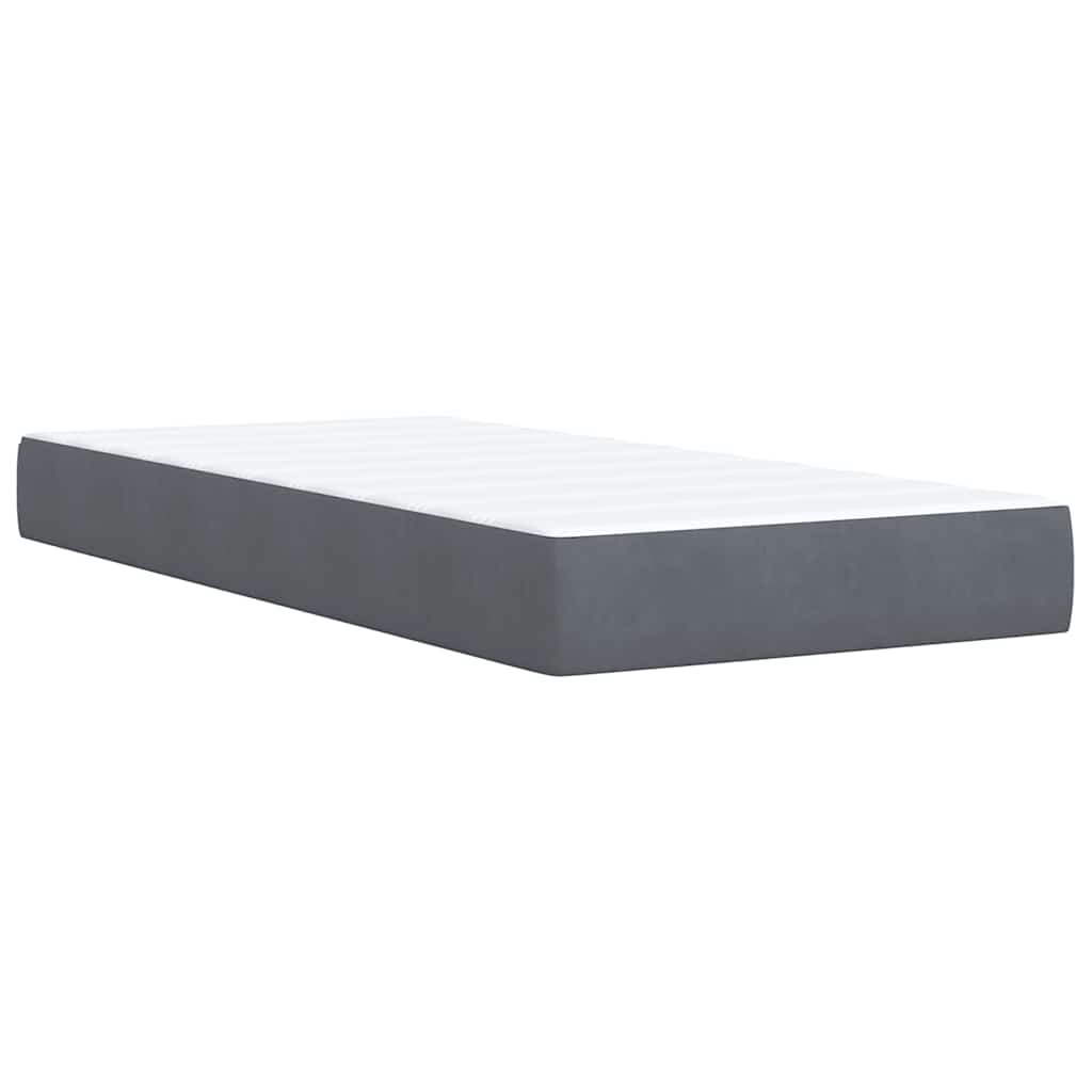 vidaXL Κρεβάτι Boxspring με Στρώμα Σκούρο Γκρι 90x200 εκ. Βελούδινο