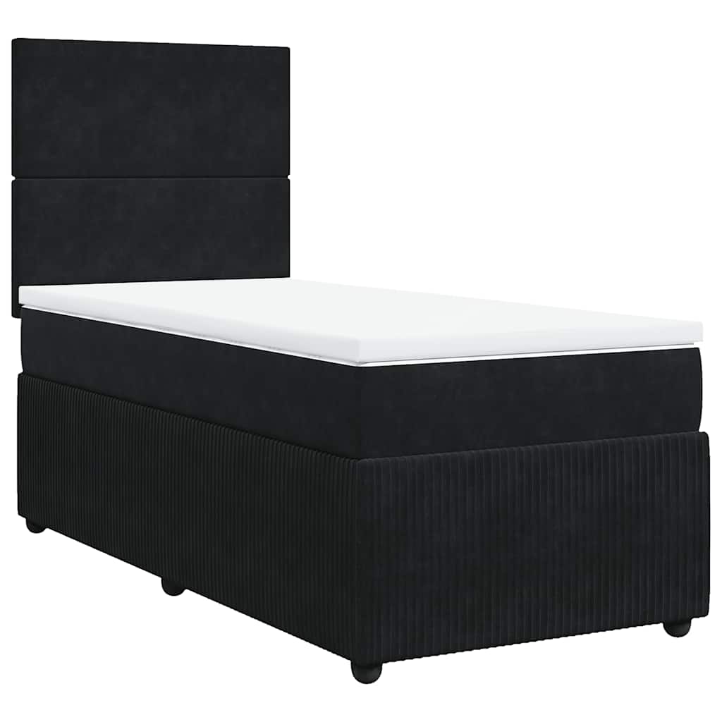 vidaXL Κρεβάτι Boxspring με Στρώμα Μαύρο 90x200 εκ. Βελούδινο