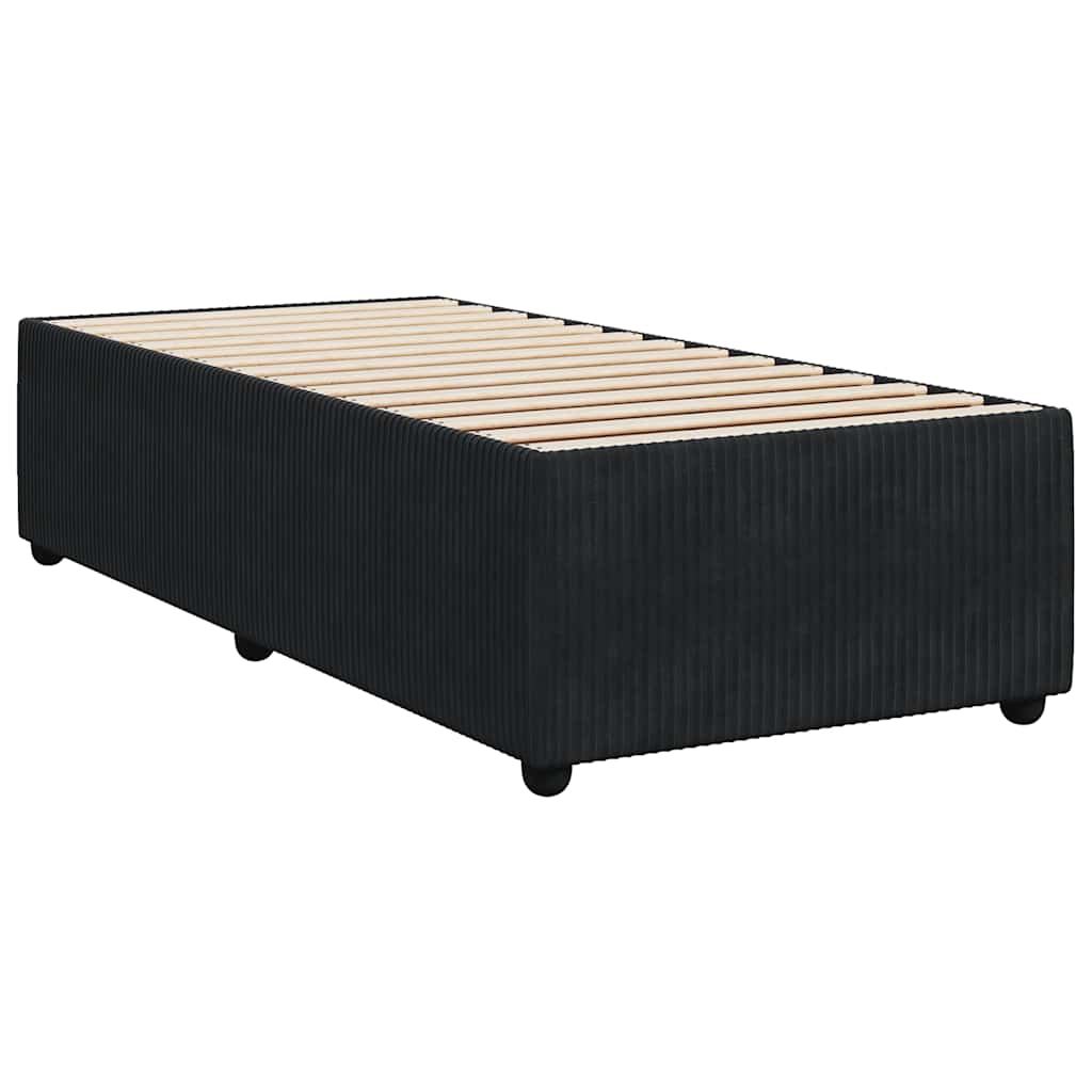 vidaXL Κρεβάτι Boxspring με Στρώμα Μαύρο 90x200 εκ. Βελούδινο