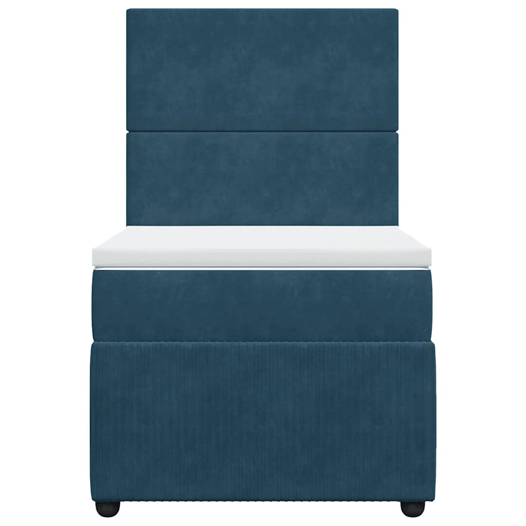 vidaXL Κρεβάτι Boxspring με Στρώμα Σκούρο Μπλε 90x200 εκ. Βελούδινο