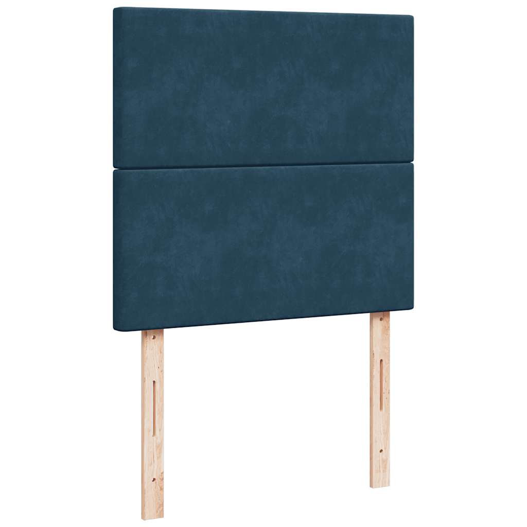 vidaXL Κρεβάτι Boxspring με Στρώμα Σκούρο Μπλε 90x200 εκ. Βελούδινο