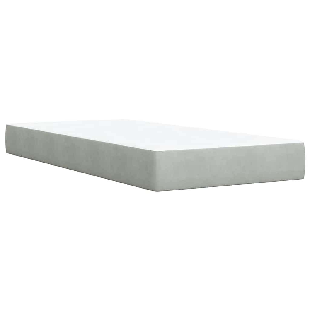 vidaXL Κρεβάτι Boxspring με Στρώμα Ανοιχτό Γκρι 90x200 εκ. Βελούδινο