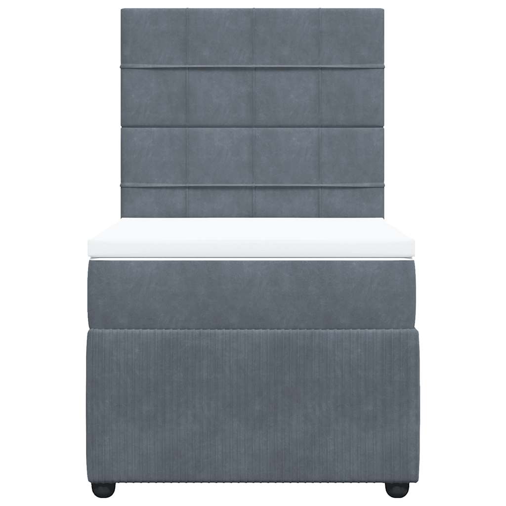 vidaXL Κρεβάτι Boxspring με Στρώμα Σκούρο Γκρι 90x200 εκ. Βελούδινο