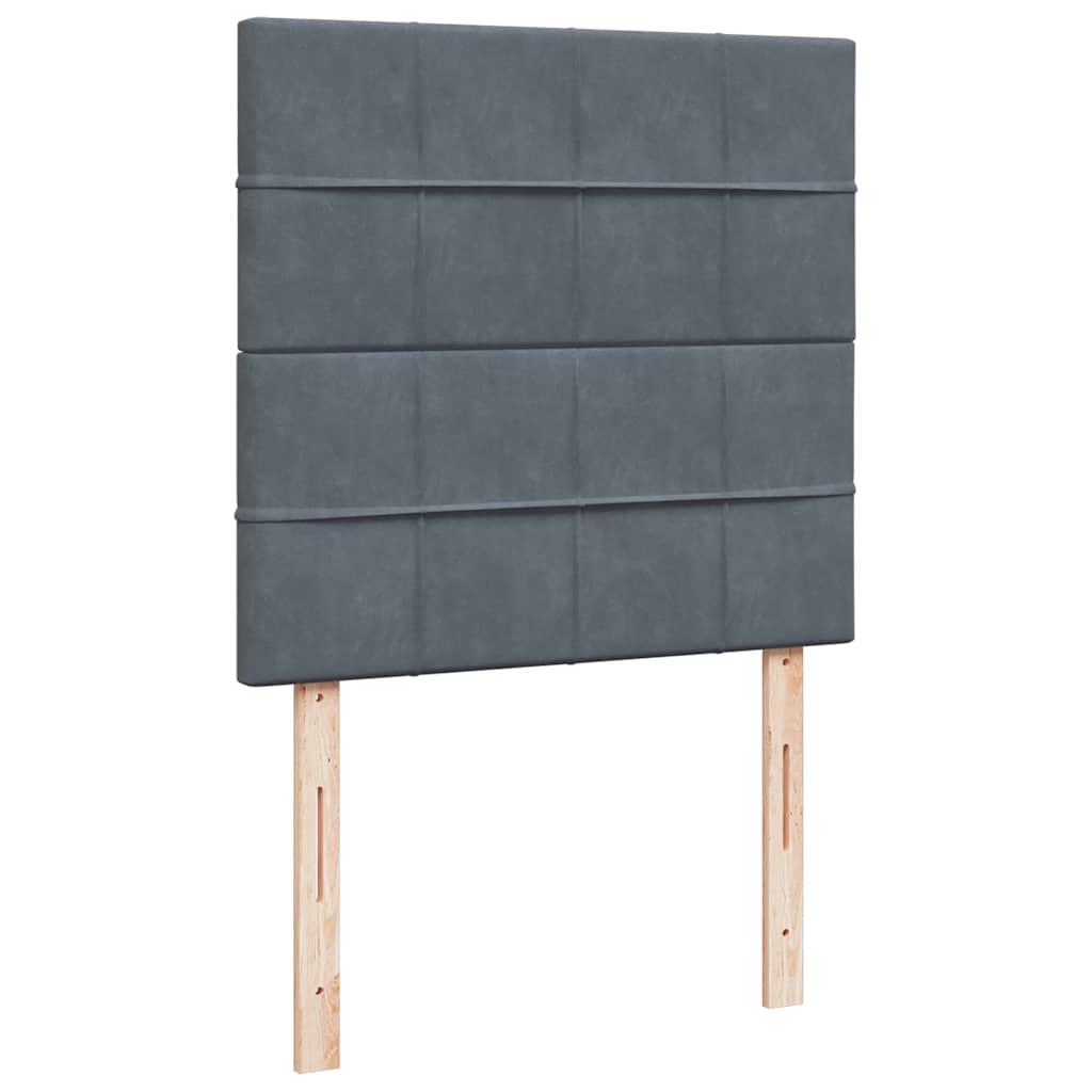 vidaXL Κρεβάτι Boxspring με Στρώμα Σκούρο Γκρι 90x200 εκ. Βελούδινο