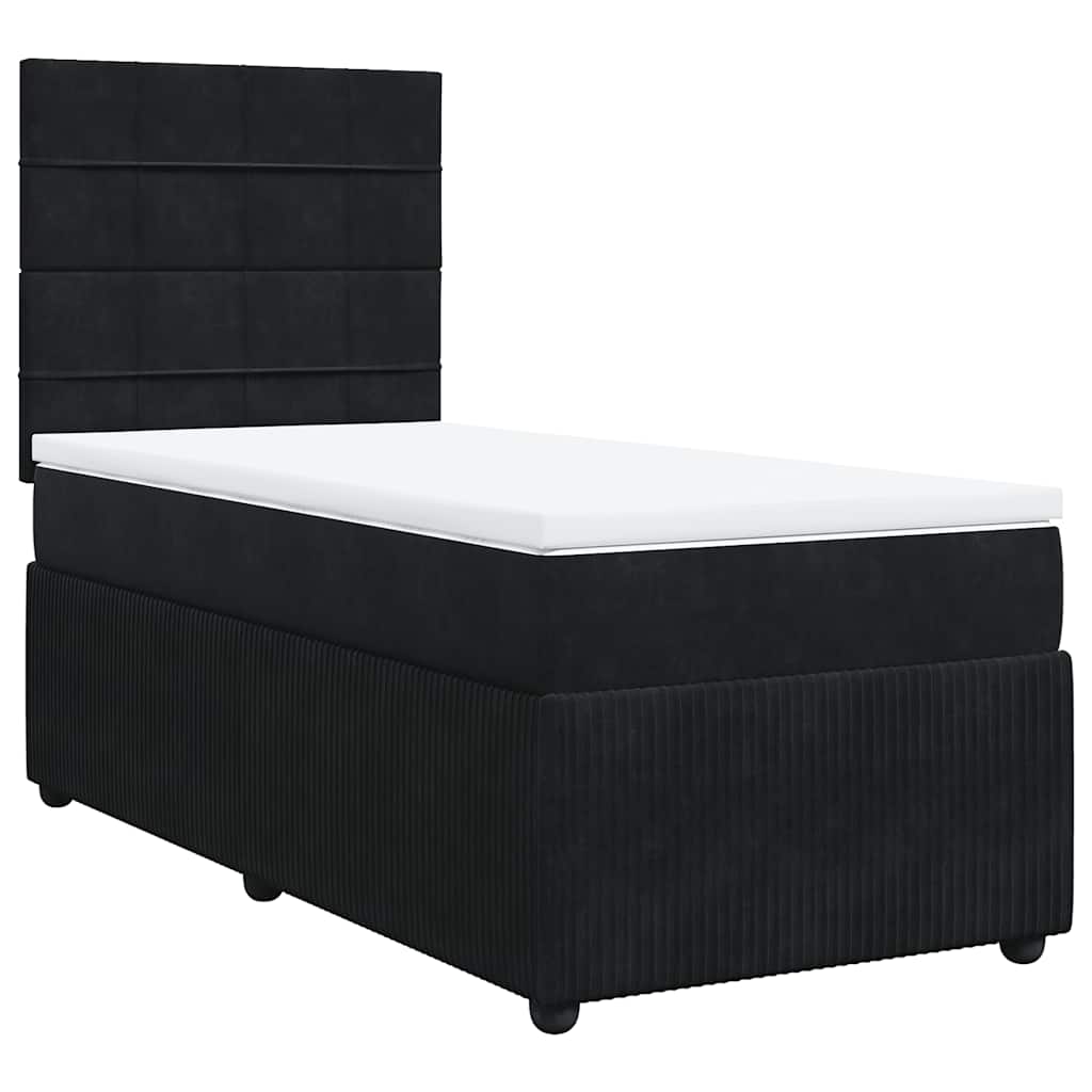 vidaXL Κρεβάτι Boxspring με Στρώμα Μαύρο 90x200 εκ. Βελούδινο