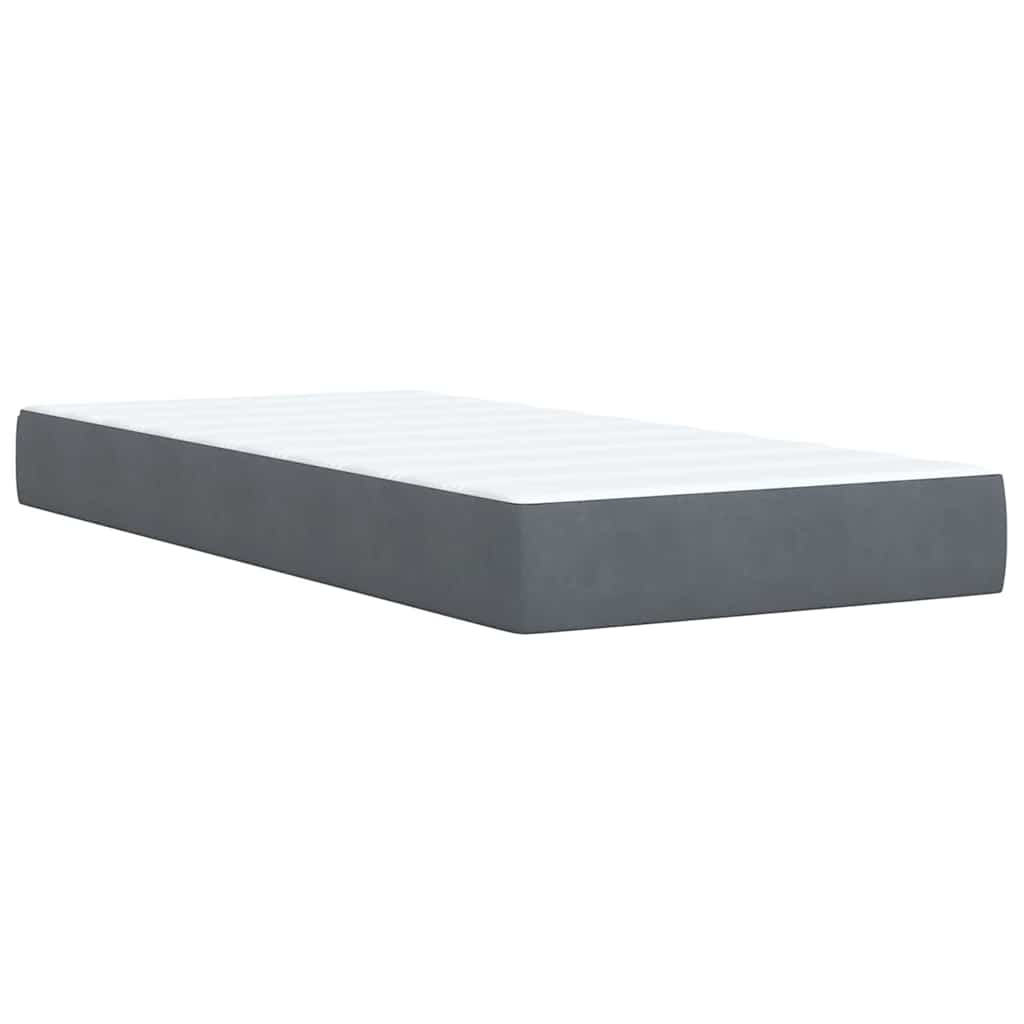 vidaXL Κρεβάτι Boxspring με Στρώμα Σκούρο Γκρι 90x200 εκ. Βελούδινο
