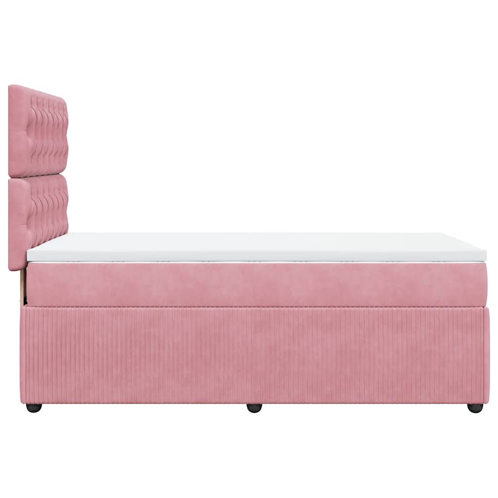 vidaXL Κρεβάτι Boxspring με Στρώμα Ροζ 90x200 εκ. Βελούδινο