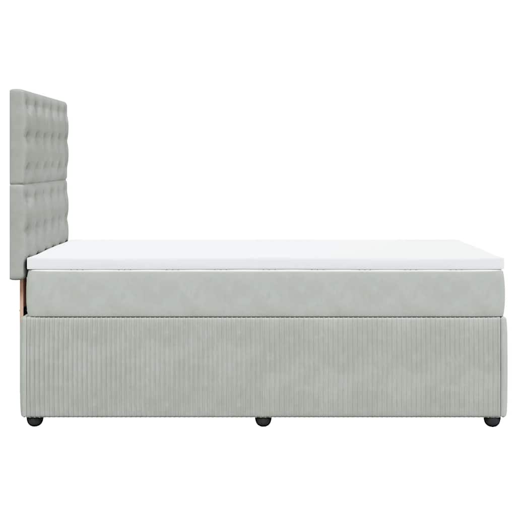 vidaXL Κρεβάτι Boxspring με Στρώμα Ανοιχτό Γκρι 90x200 εκ. Βελούδινο