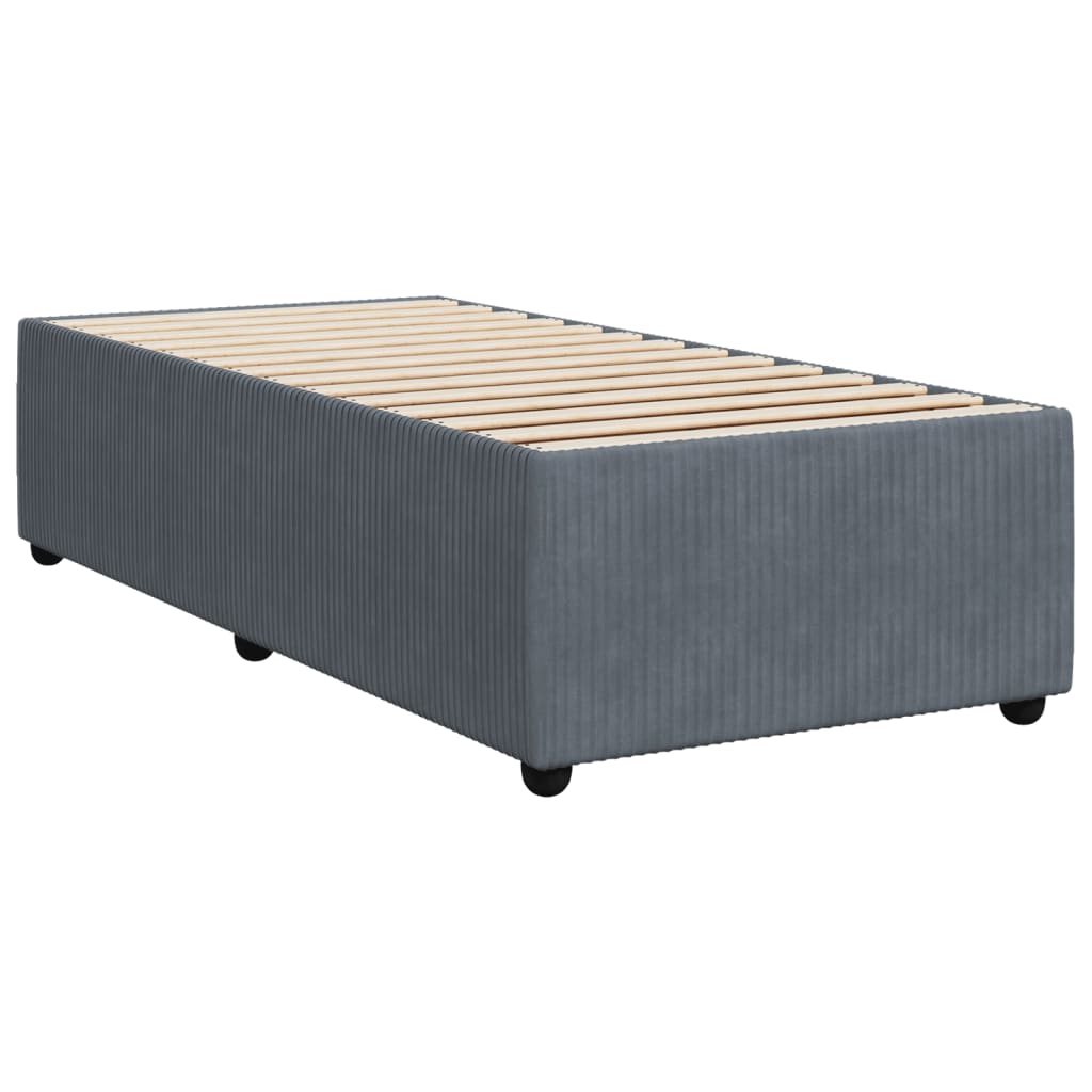 vidaXL Κρεβάτι Boxspring με Στρώμα Σκούρο Γκρι 90x200 εκ. Βελούδινο