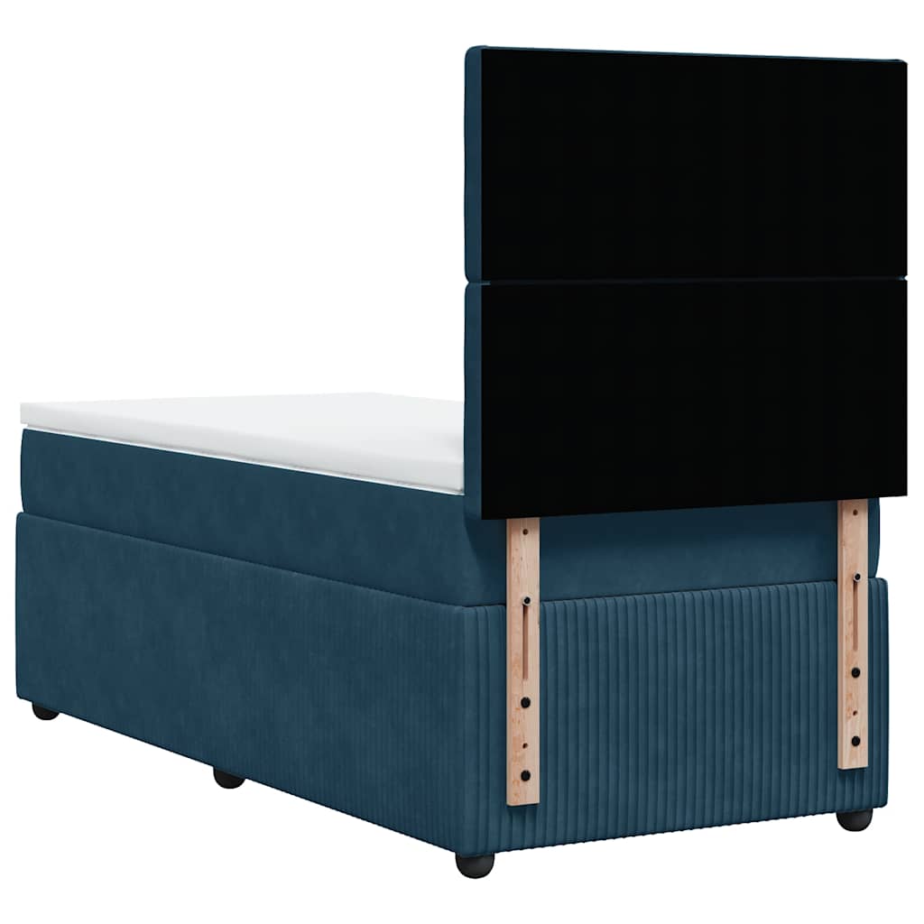 vidaXL Κρεβάτι Boxspring με Στρώμα Σκούρο Μπλε 90x200 εκ. Βελούδινο