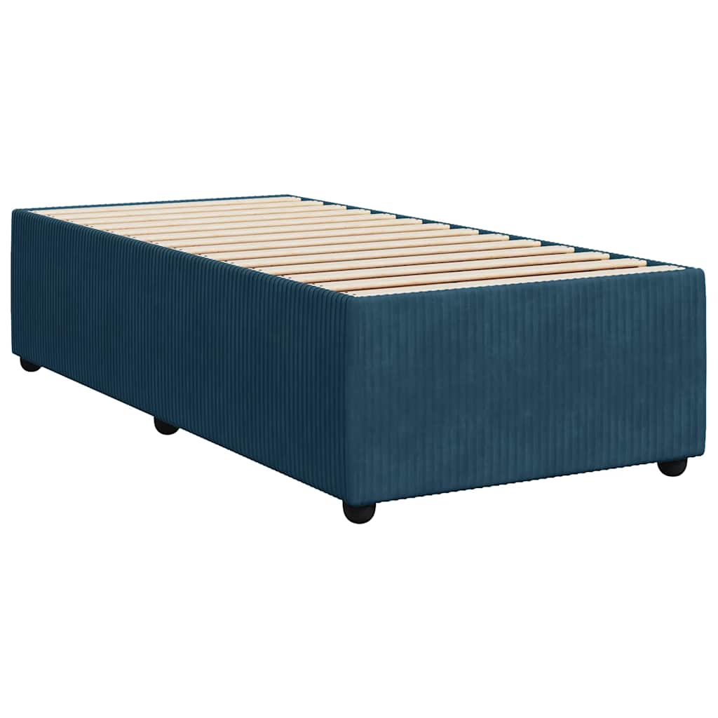 vidaXL Κρεβάτι Boxspring με Στρώμα Σκούρο Μπλε 90x200 εκ. Βελούδινο