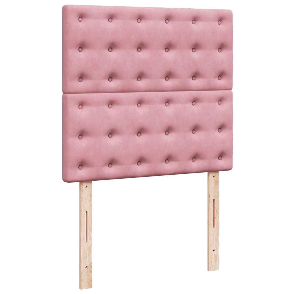 vidaXL Κρεβάτι Boxspring με Στρώμα Ροζ 90x200 εκ. Βελούδινο