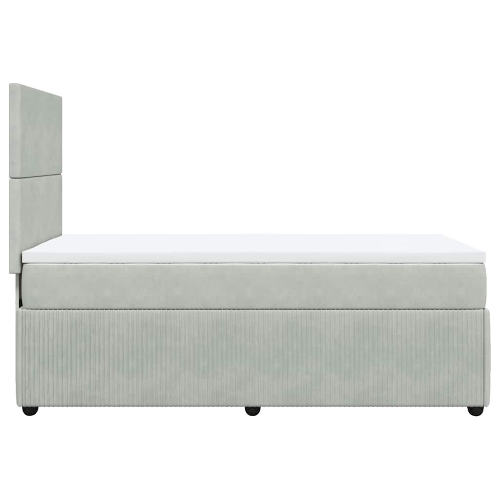 vidaXL Κρεβάτι Boxspring με Στρώμα Ανοιχτό Γκρι 100x200 εκ. Βελούδινο