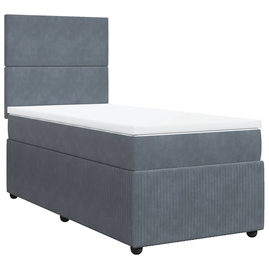 vidaXL Κρεβάτι Boxspring με Στρώμα Σκούρο Γκρι 100x200 εκ. Βελούδινο