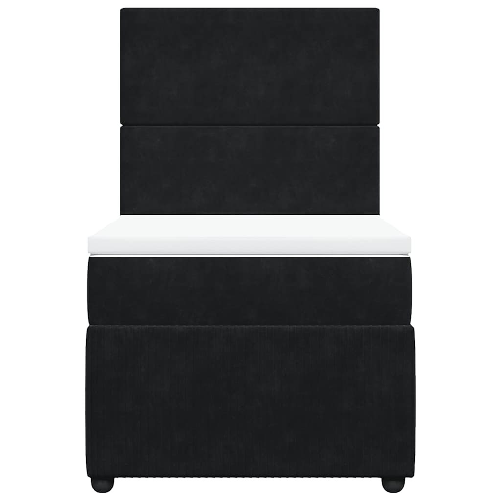 vidaXL Κρεβάτι Boxspring με Στρώμα Μαύρο 100x200 εκ. Βελούδινο