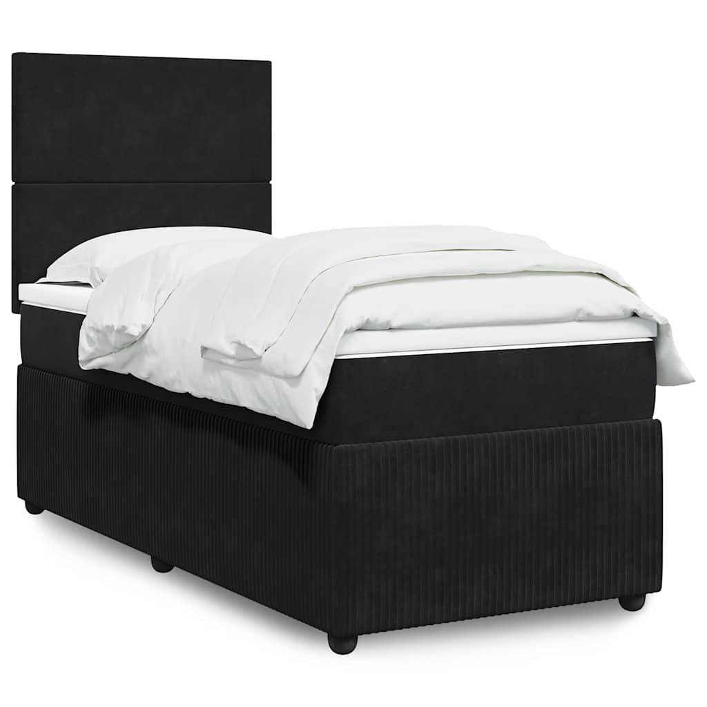 vidaXL Κρεβάτι Boxspring με Στρώμα Μαύρο 100x200 εκ. Βελούδινο