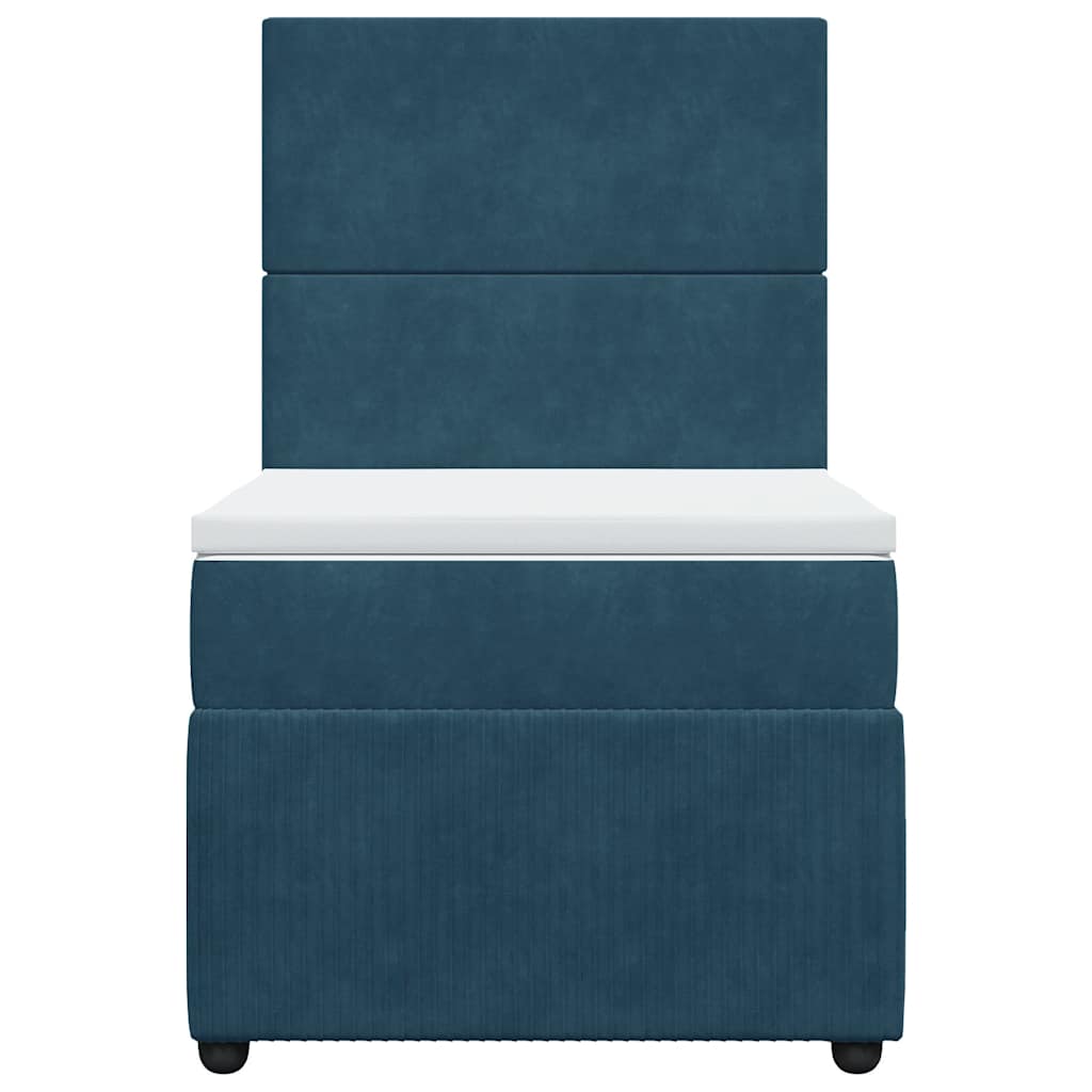 vidaXL Κρεβάτι Boxspring με Στρώμα Σκούρο Μπλε 100x200 εκ. Βελούδινο