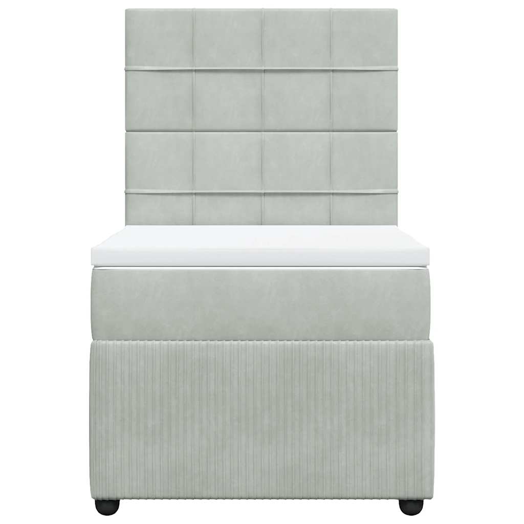 vidaXL Κρεβάτι Boxspring με Στρώμα Ανοιχτό Γκρι 100x200 εκ. Βελούδινο