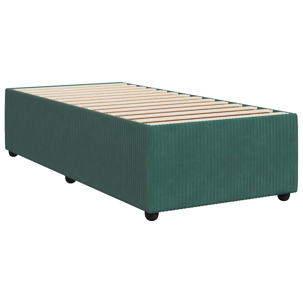 vidaXL Κρεβάτι Boxspring με Στρώμα Σκούρο Πράσινο 100x200εκ. Βελούδινο