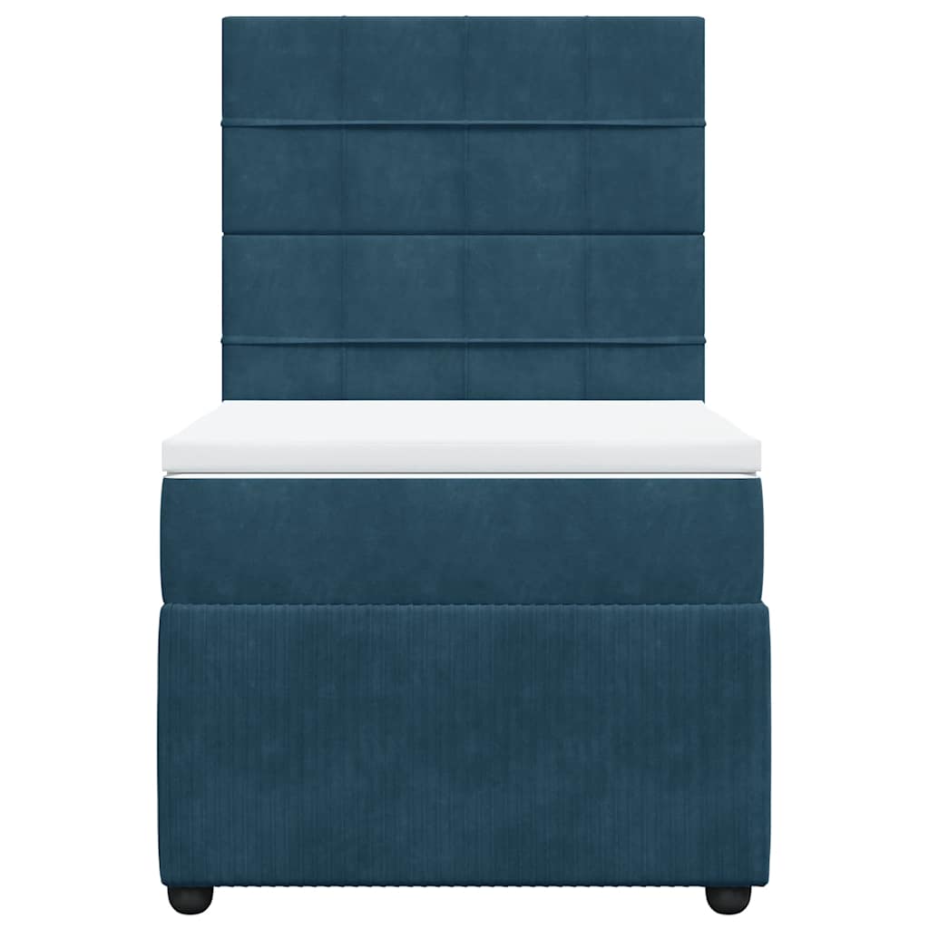 vidaXL Κρεβάτι Boxspring με Στρώμα Σκούρο Μπλε 100x200 εκ. Βελούδινο