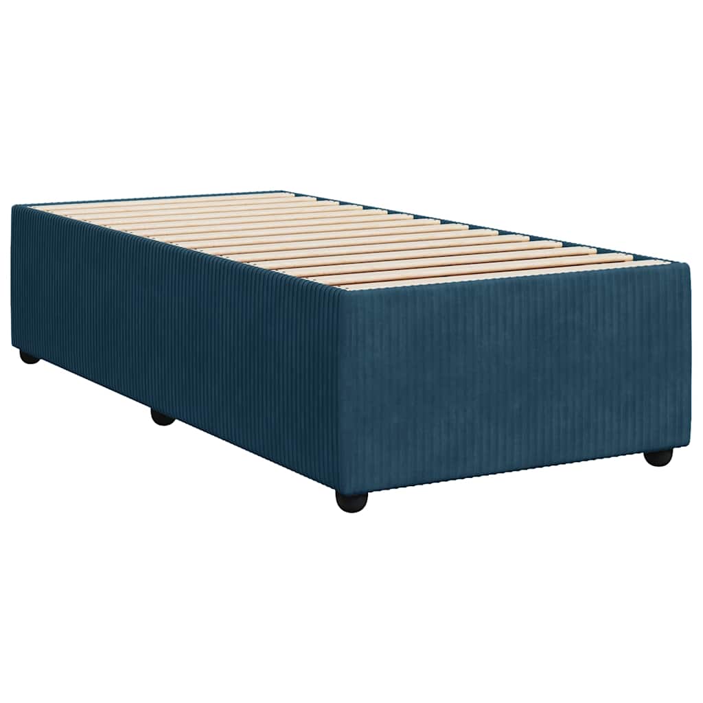 vidaXL Κρεβάτι Boxspring με Στρώμα Σκούρο Μπλε 100x200 εκ. Βελούδινο
