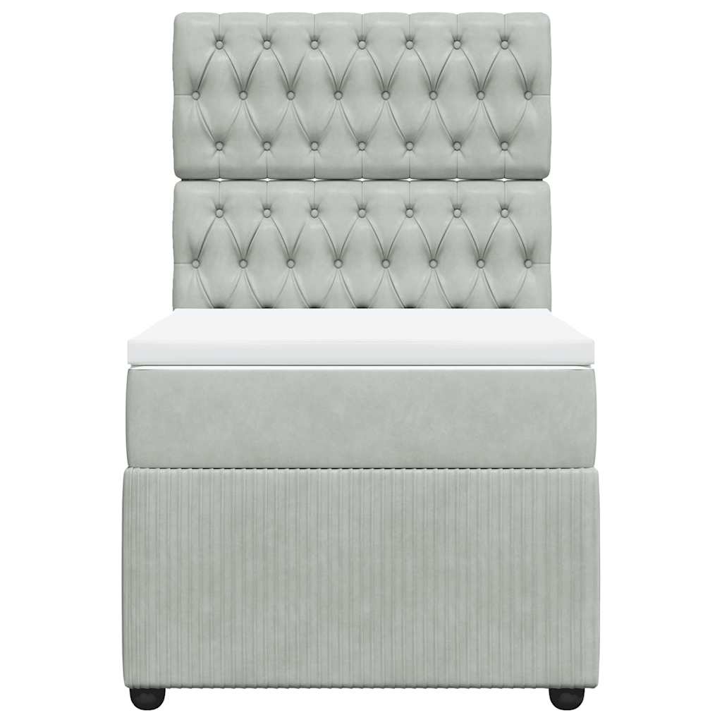 vidaXL Κρεβάτι Boxspring με Στρώμα Ανοιχτό Γκρι 100x200 εκ. Βελούδινο