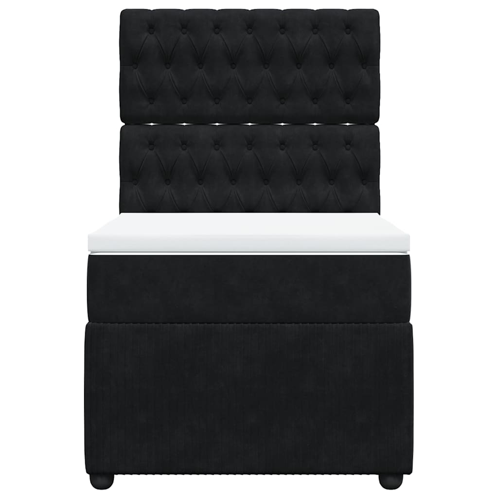 vidaXL Κρεβάτι Boxspring με Στρώμα Μαύρο 100x200 εκ. Βελούδινο