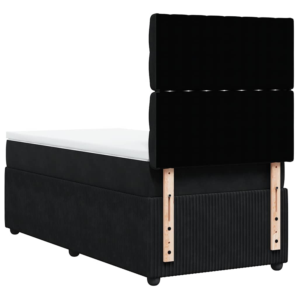 vidaXL Κρεβάτι Boxspring με Στρώμα Μαύρο 100x200 εκ. Βελούδινο