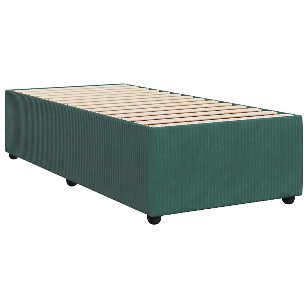 vidaXL Κρεβάτι Boxspring με Στρώμα Σκούρο Πράσινο 100x200εκ. Βελούδινο