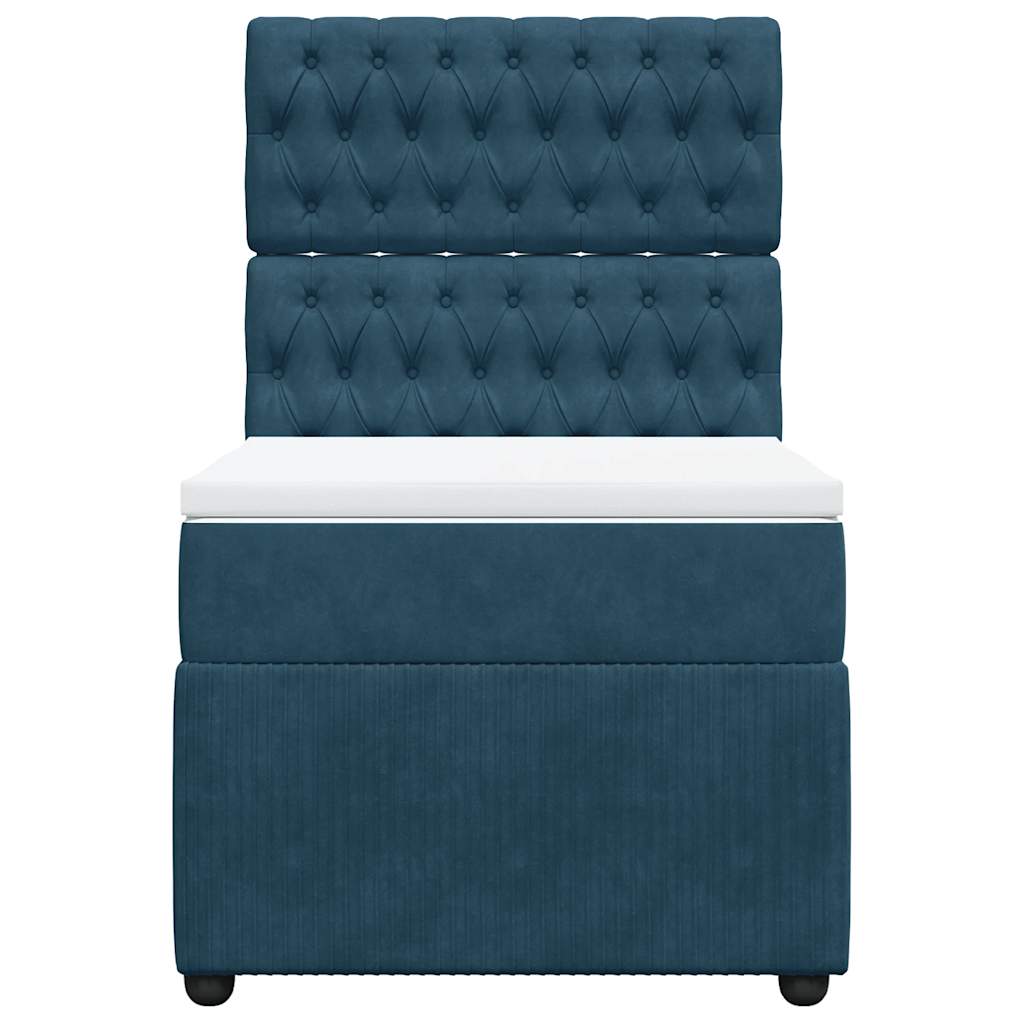 vidaXL Κρεβάτι Boxspring με Στρώμα Σκούρο Μπλε 100x200 εκ. Βελούδινο