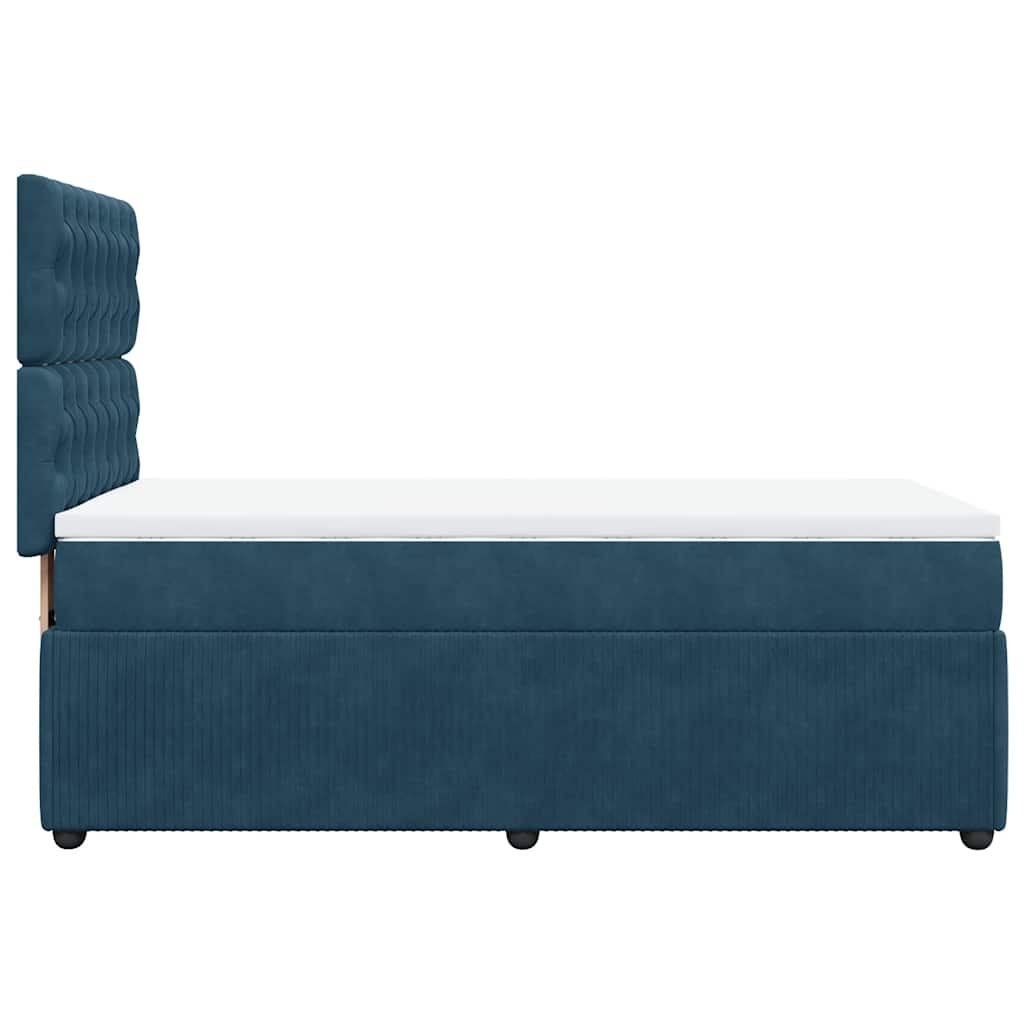 vidaXL Κρεβάτι Boxspring με Στρώμα Σκούρο Μπλε 100x200 εκ. Βελούδινο
