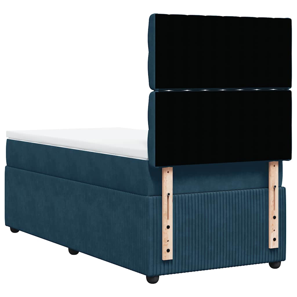 vidaXL Κρεβάτι Boxspring με Στρώμα Σκούρο Μπλε 100x200 εκ. Βελούδινο
