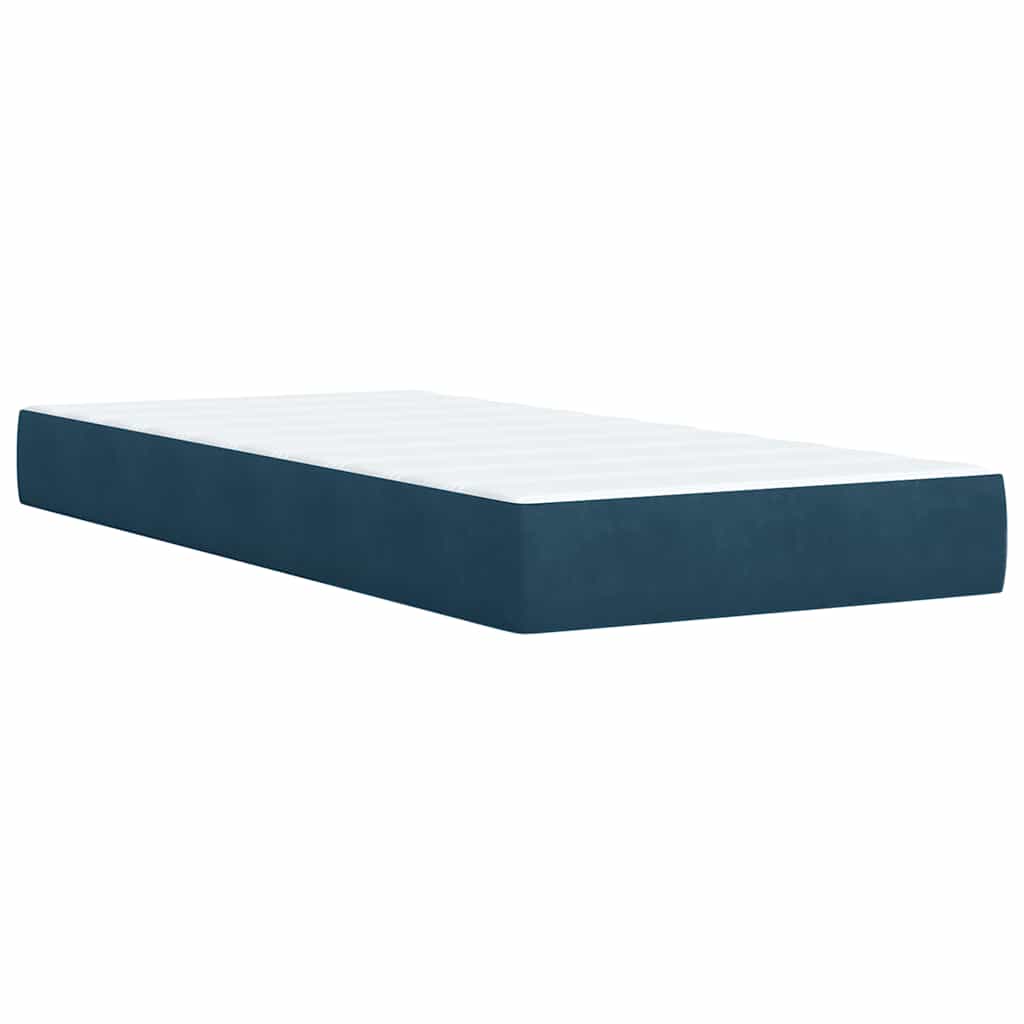 vidaXL Κρεβάτι Boxspring με Στρώμα Σκούρο Μπλε 100x200 εκ. Βελούδινο