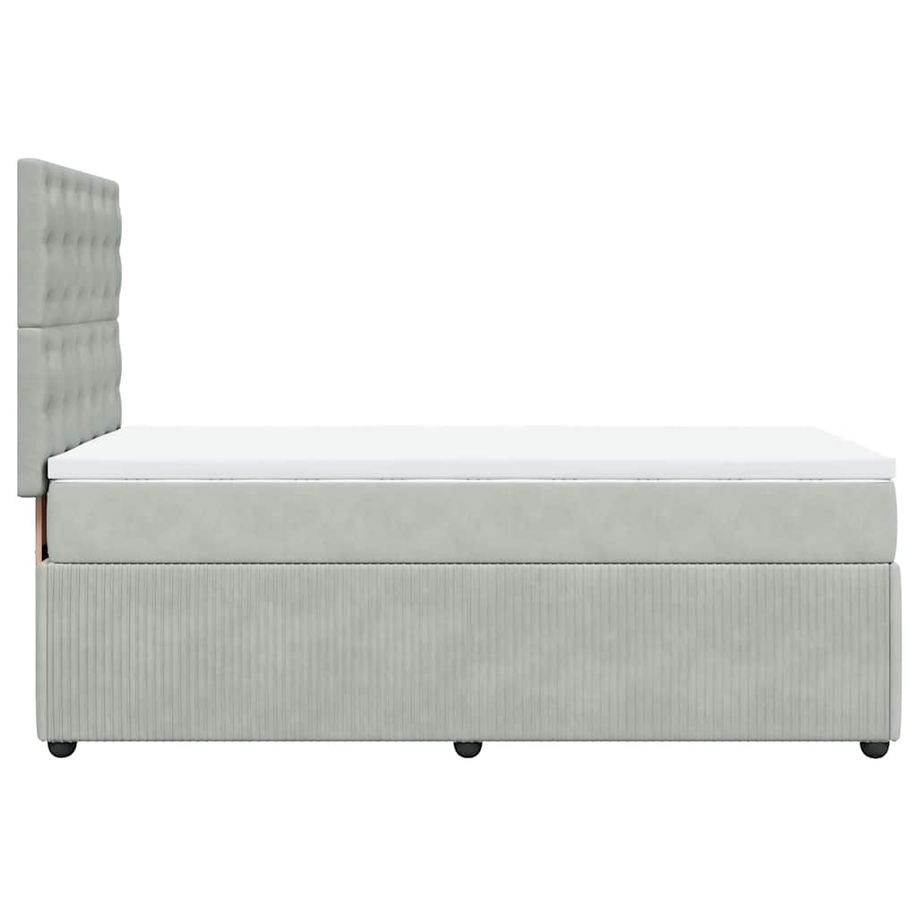 vidaXL Κρεβάτι Boxspring με Στρώμα Ανοιχτό Γκρι 100x200 εκ. Βελούδινο