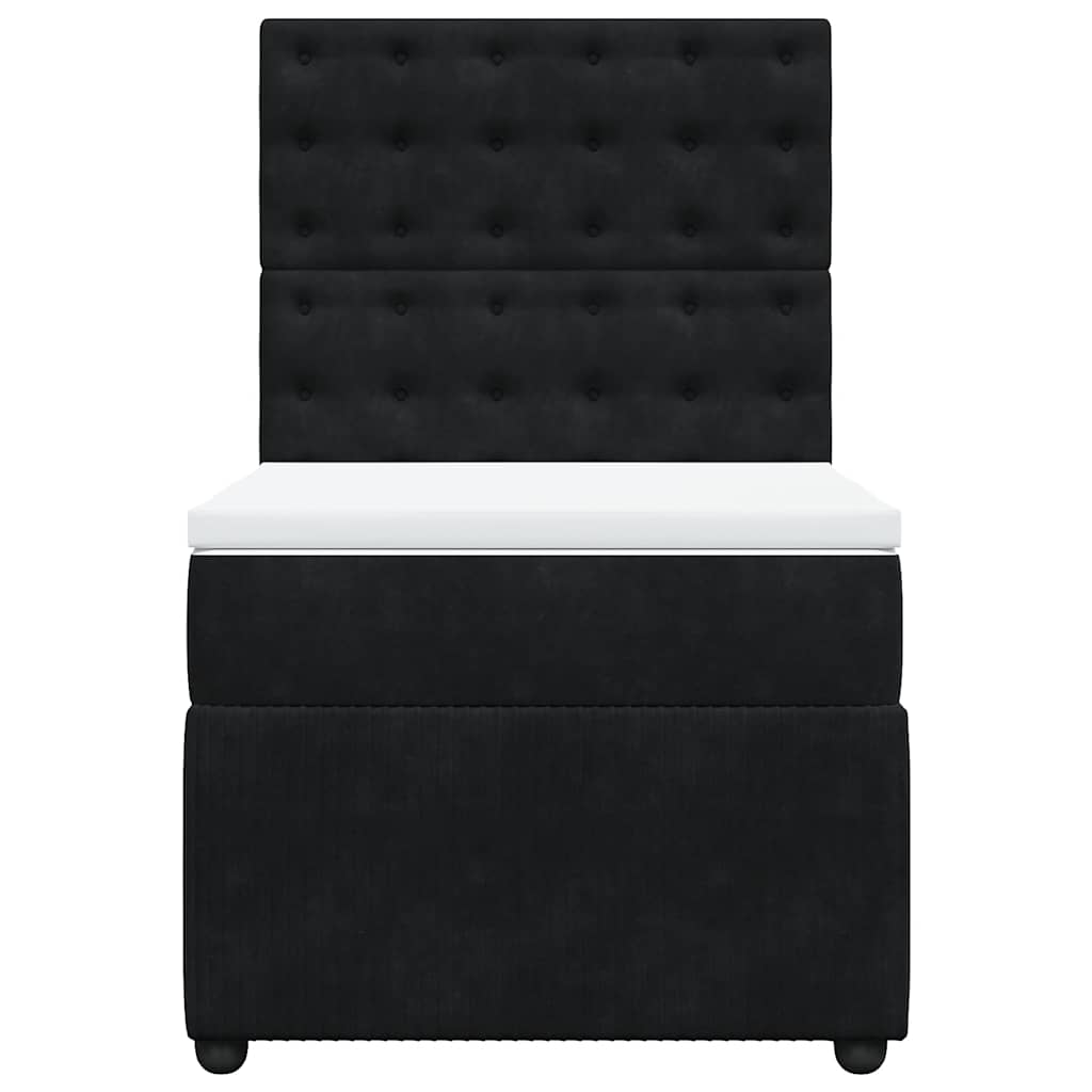 vidaXL Κρεβάτι Boxspring με Στρώμα Μαύρο 100x200 εκ. Βελούδινο
