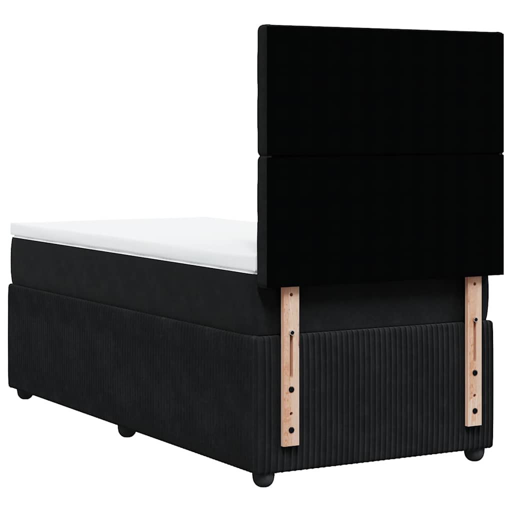 vidaXL Κρεβάτι Boxspring με Στρώμα Μαύρο 100x200 εκ. Βελούδινο