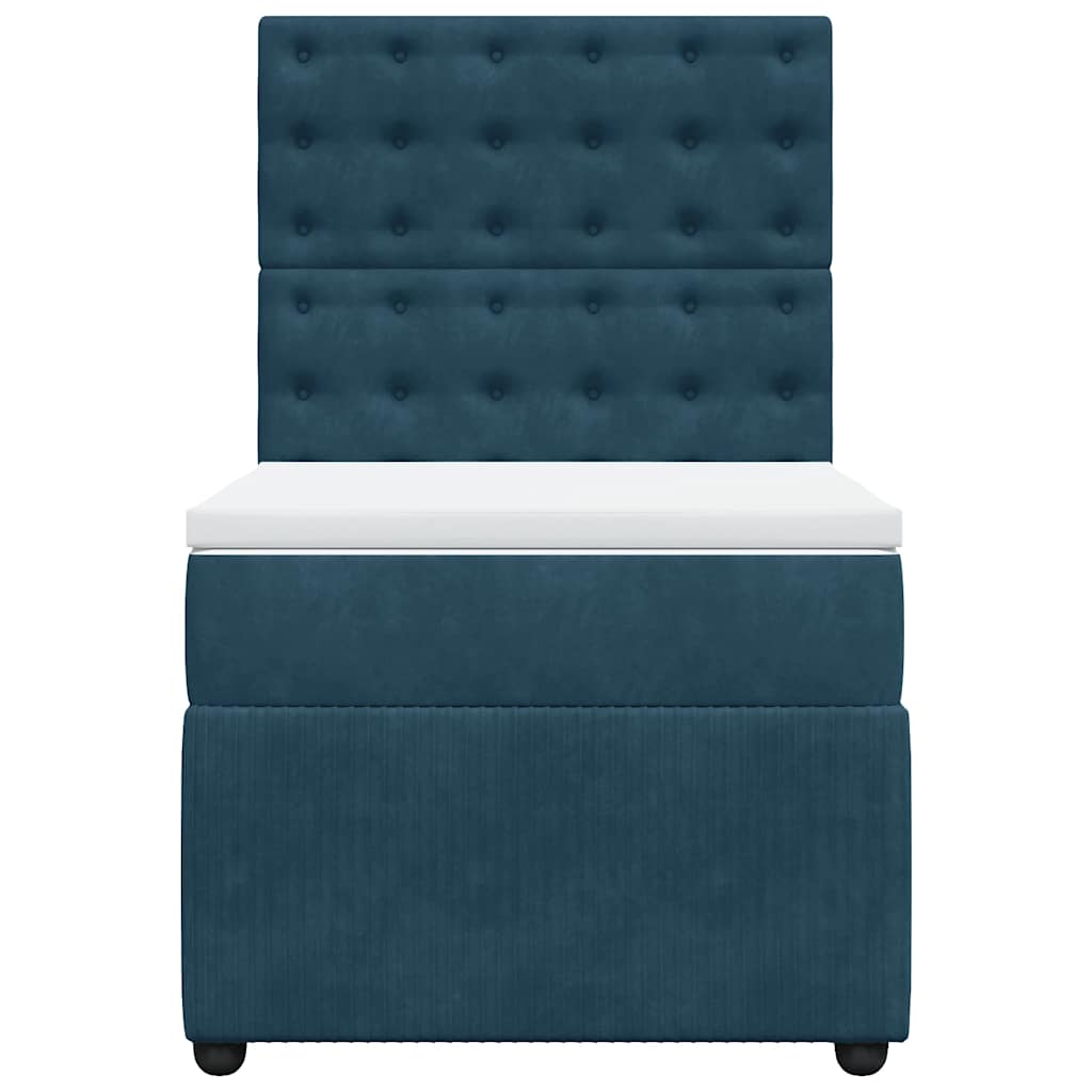 vidaXL Κρεβάτι Boxspring με Στρώμα Σκούρο Μπλε 100x200 εκ. Βελούδινο