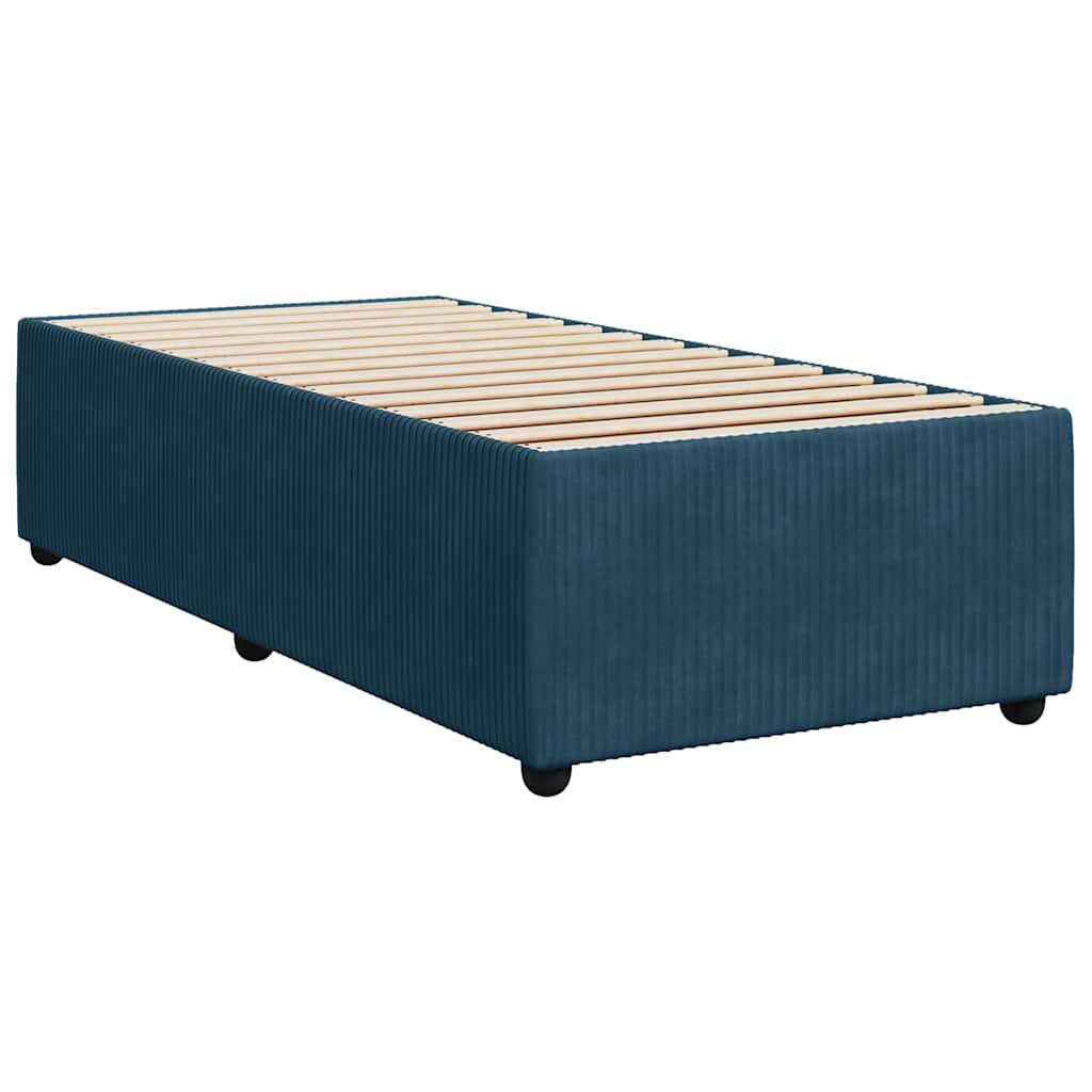 vidaXL Κρεβάτι Boxspring με Στρώμα Σκούρο Μπλε 100x200 εκ. Βελούδινο