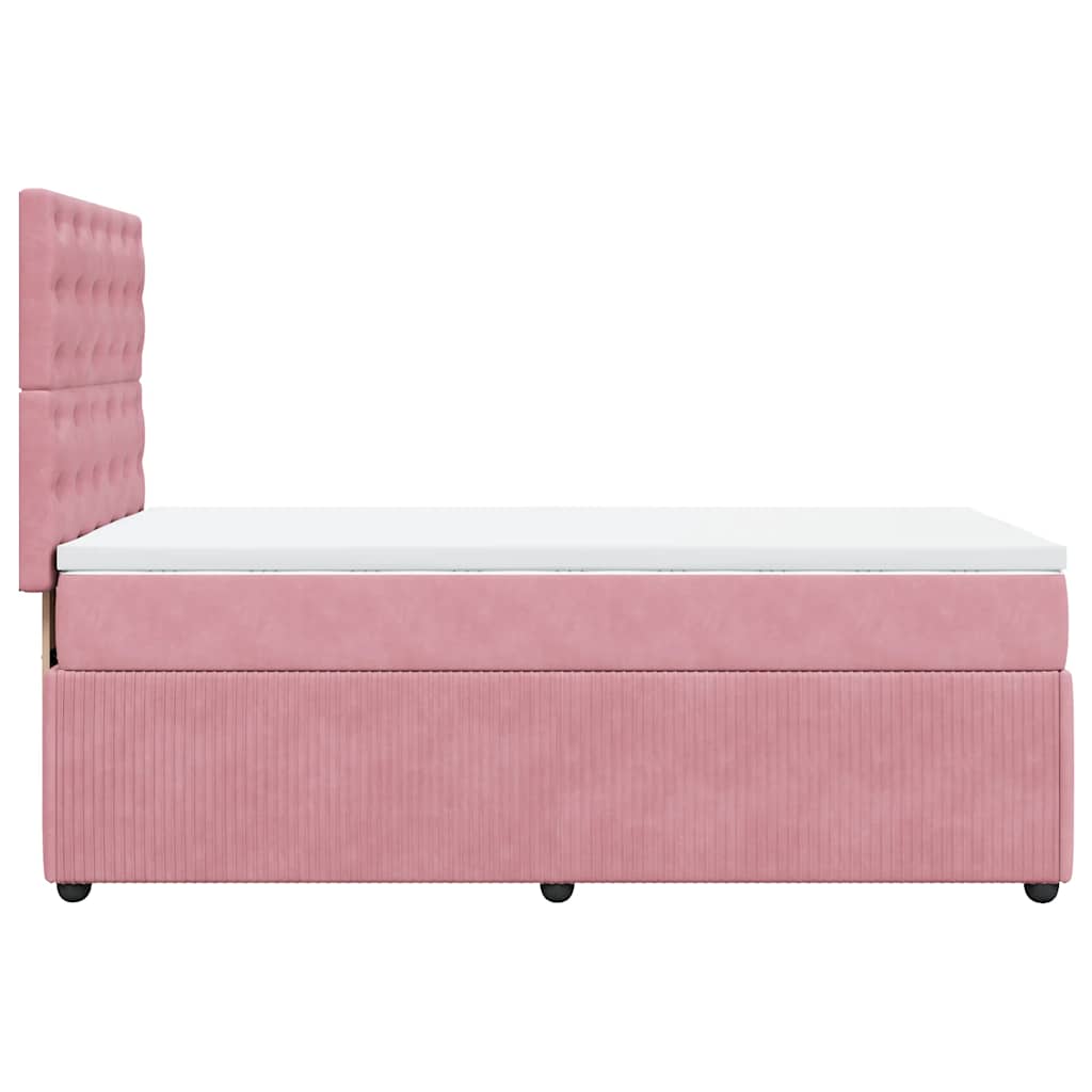 vidaXL Κρεβάτι Boxspring με Στρώμα Ροζ 100x200 εκ. Βελούδινο